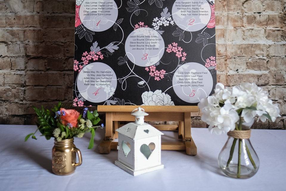 Printed Table Plan