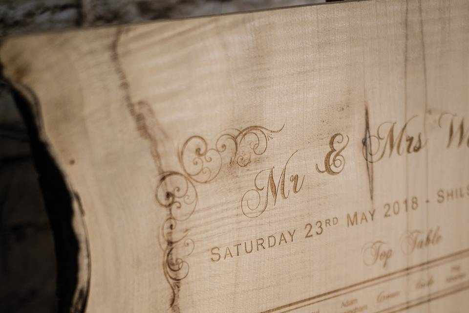 Laser Engraved Table Plan