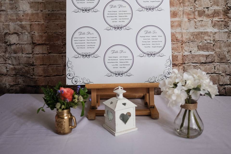 Printed Table Plan