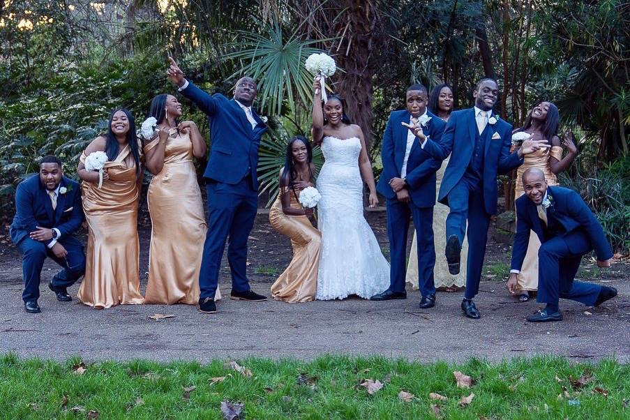 Bridal party posing