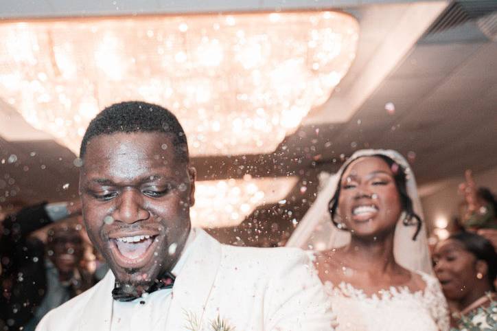 Couple with confetti