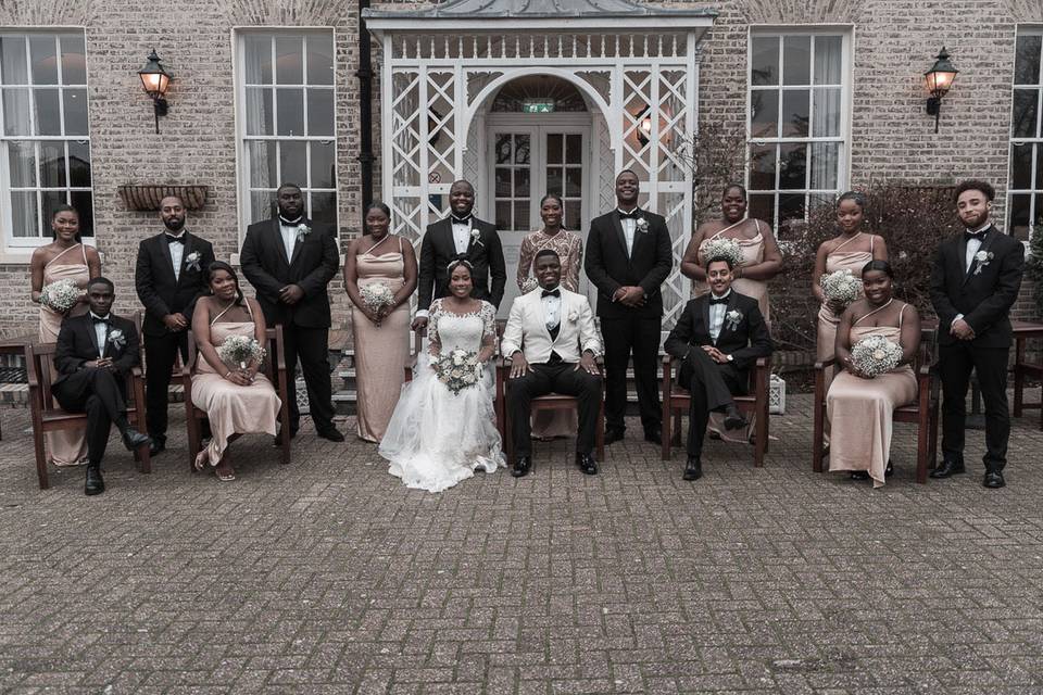 Bridal party posing