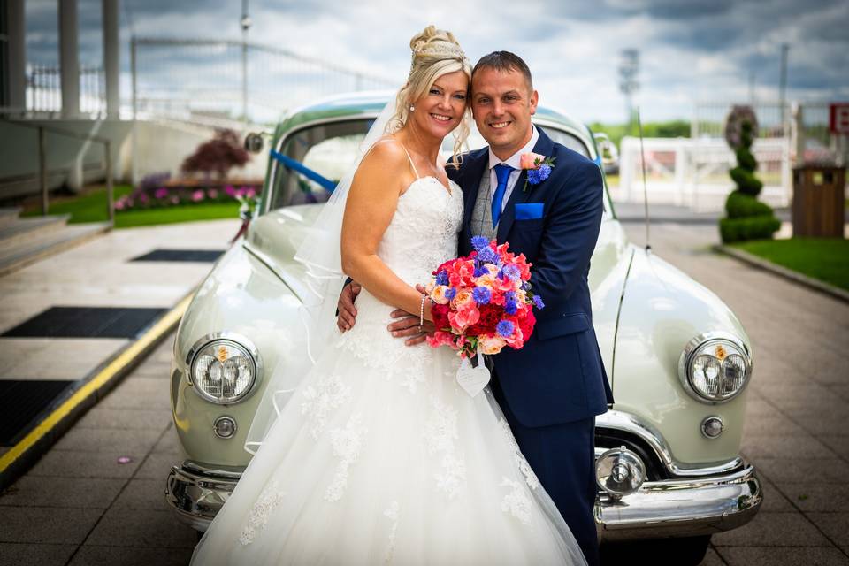 Bride and groom car