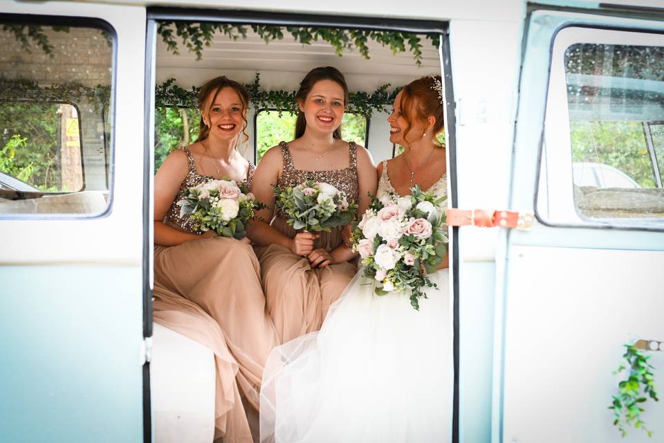 Bridal party arriving