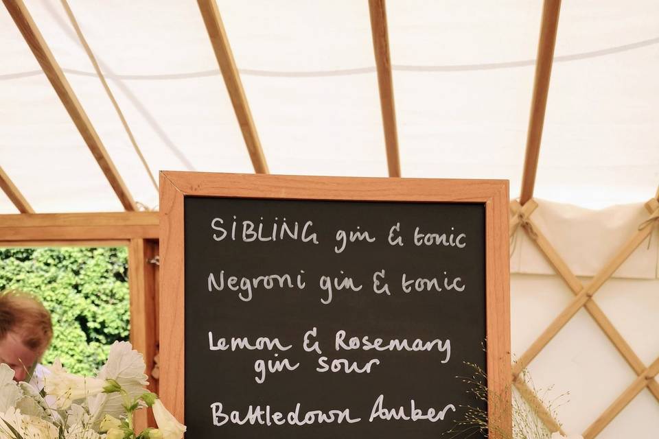 Wedding menu