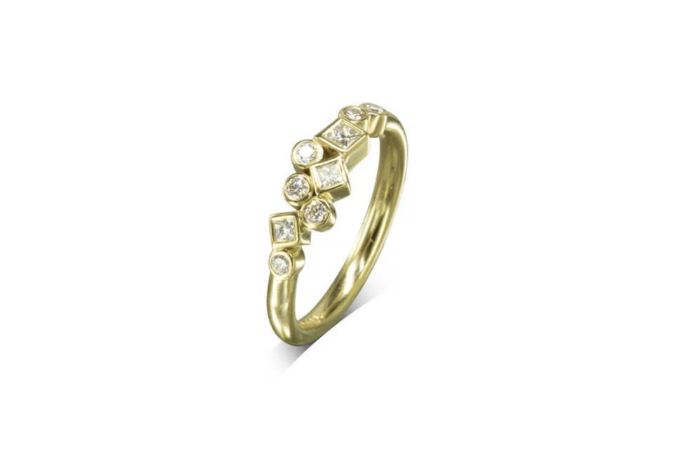 Bubbles Gold Diamond Ring