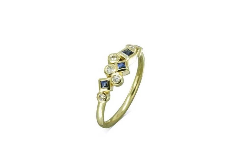 Bubbles Sapphire Diamond Ring