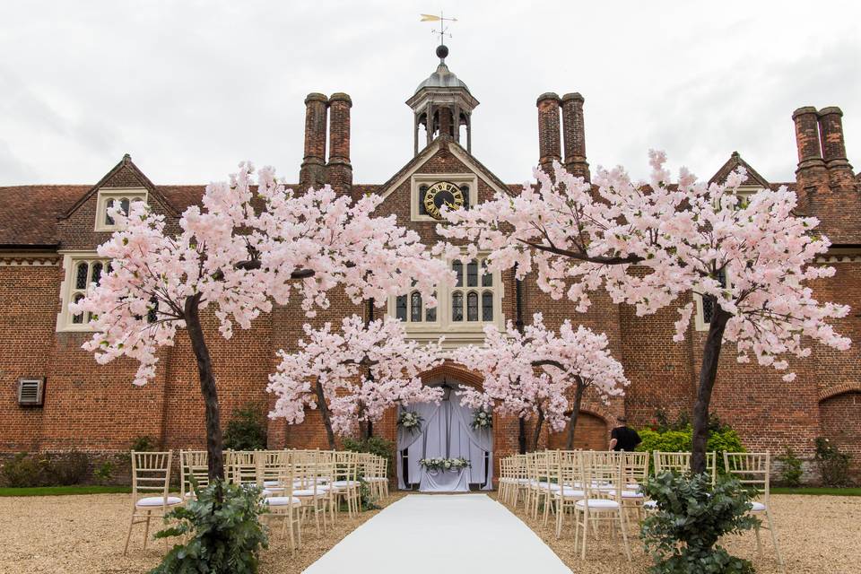 Outdoor ceremony at Gosfield Hall