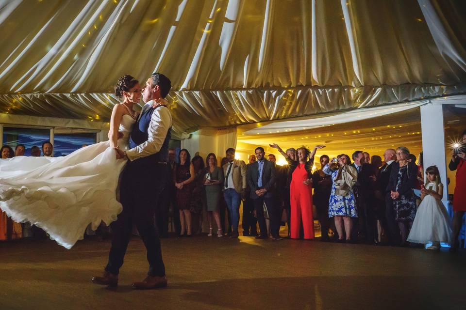 Newlyweds dancing