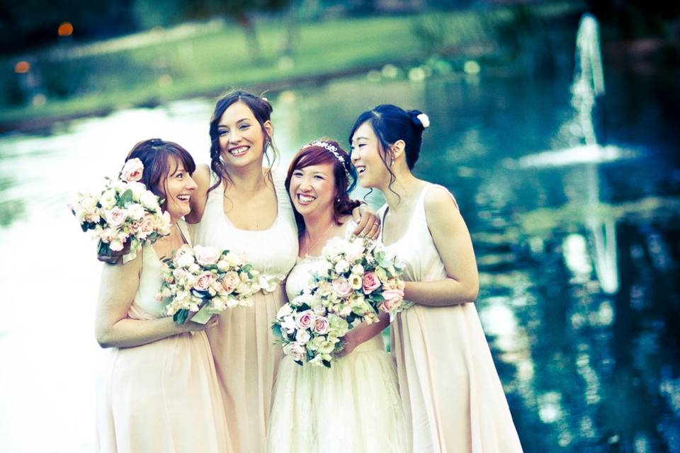 Bride and bridesmaids