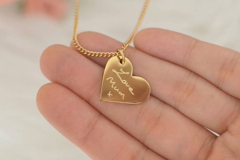 Handwriting heart necklace