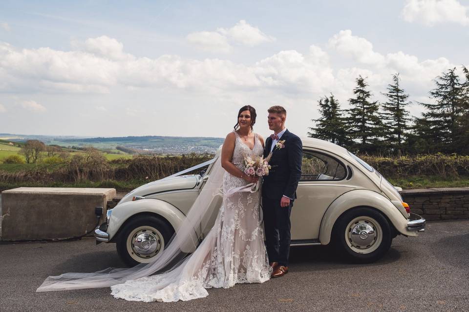 Bryony and Tom by car