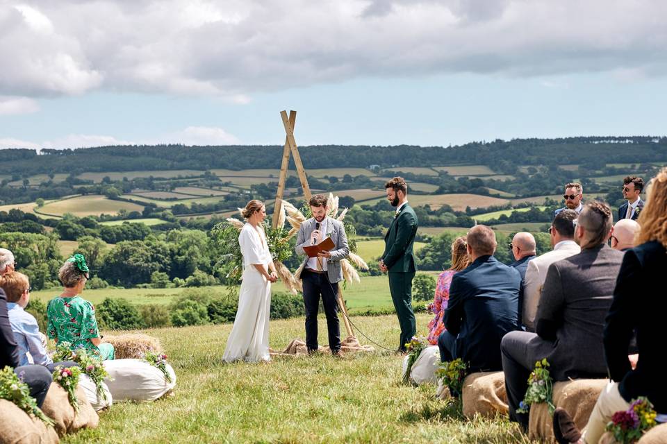 Ceremony overlooking the countryside