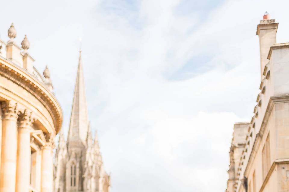 Wedding photography over Radcliffe Camera