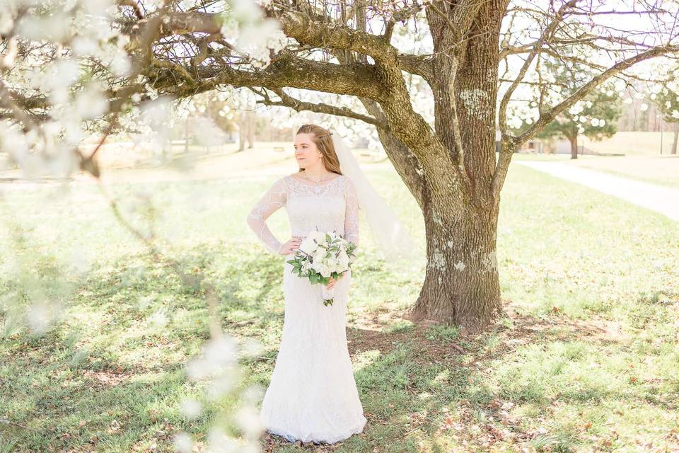 Newlywed amidst the flowers