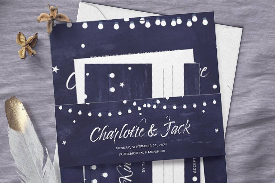 Deep blue invitations