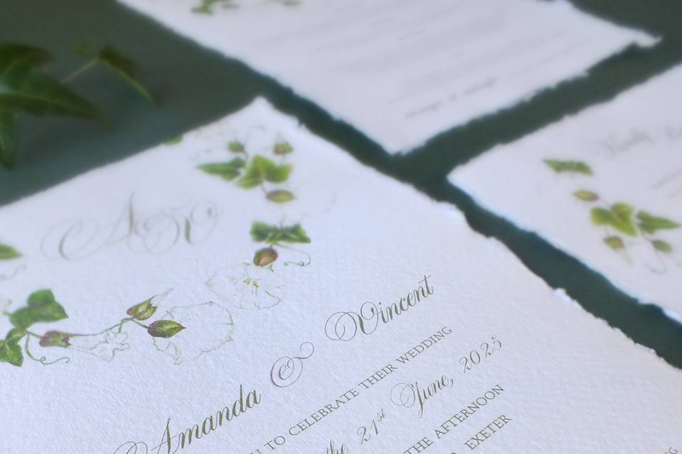 Handmade Cotton rag Invitation