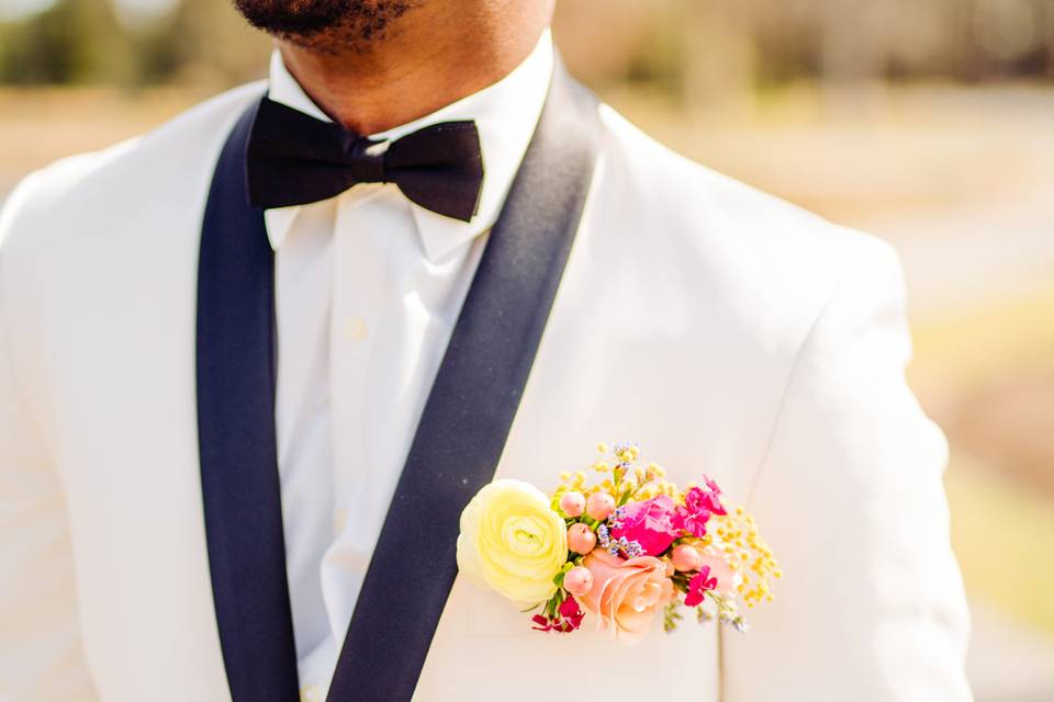 Groom with Floral pocket squar