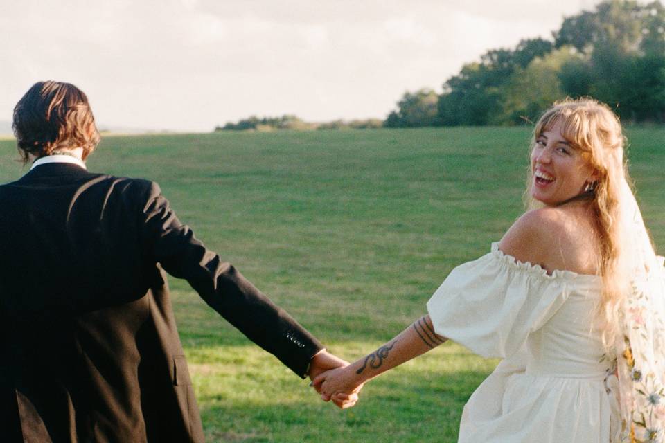 Running through the field