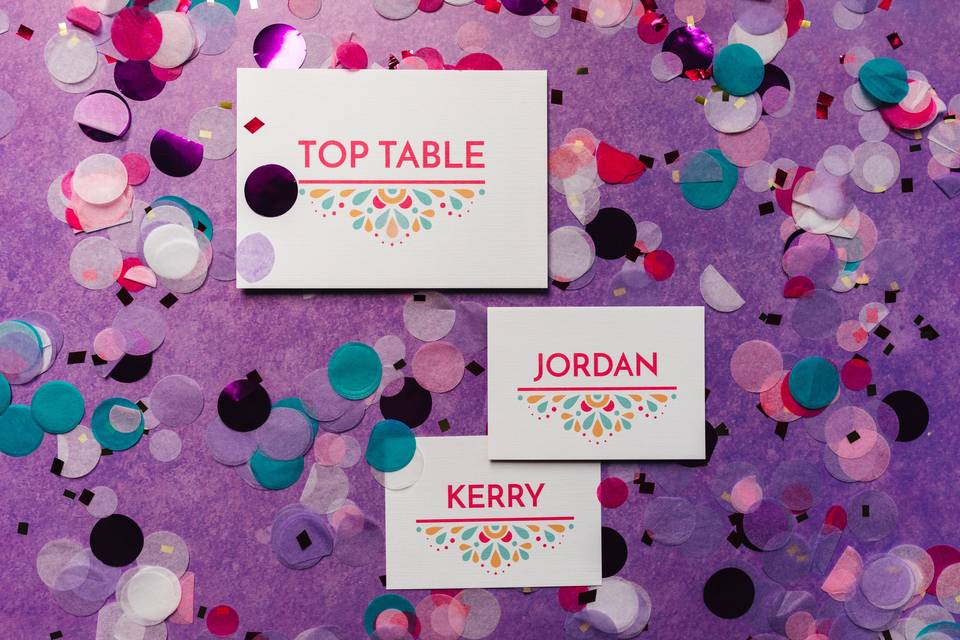 Table sign and place cards