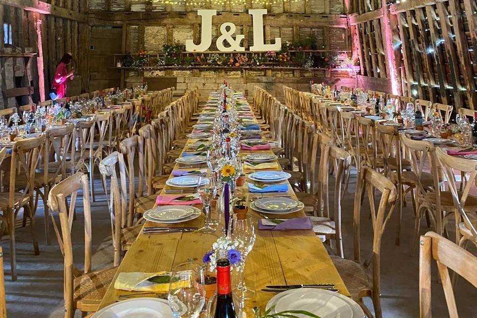 Barn wedding set up