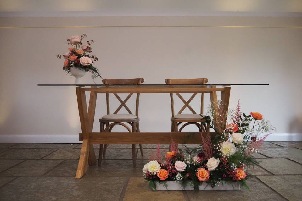 Ceremony table with meadow