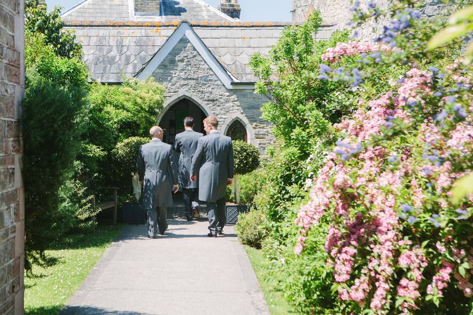 Church wedding on a spring day