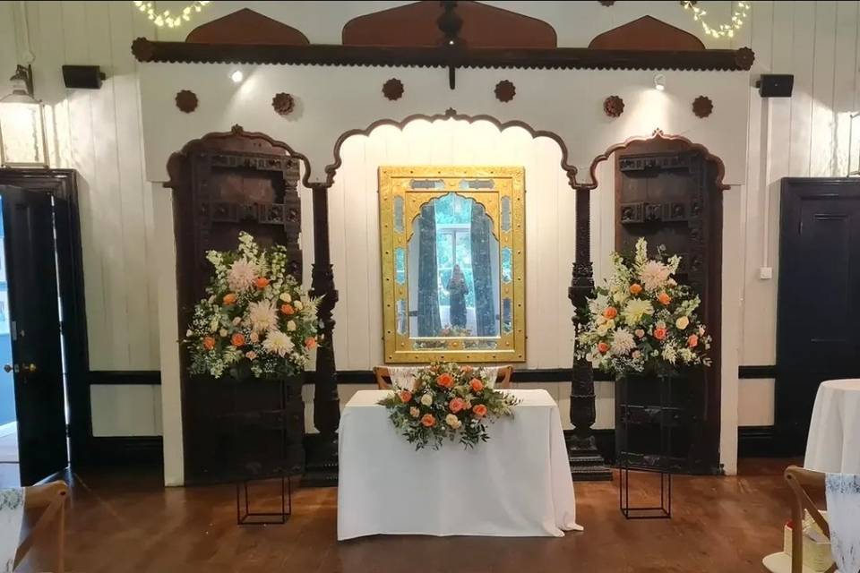 Table and pedestal arrangement