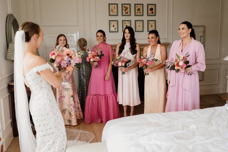 Colourful Bridemaid flowers