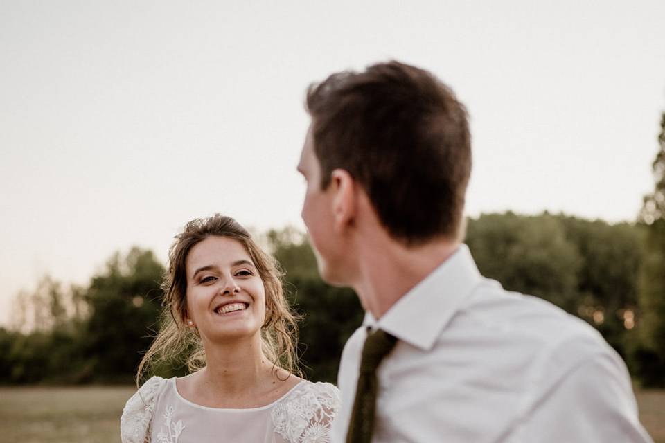 Bride and groom's hapiness