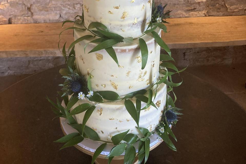 Gold leaf, foliage and flowers