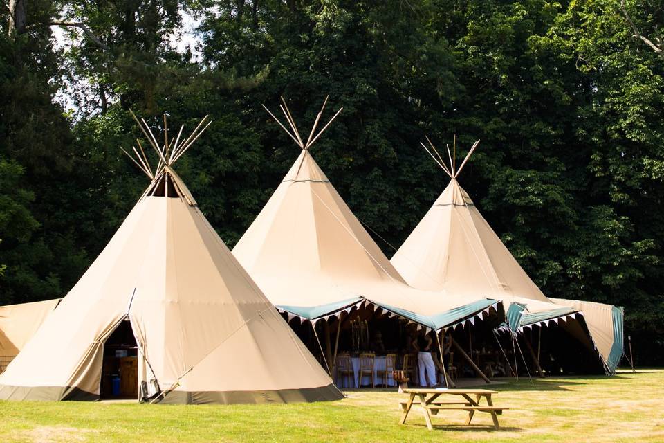 Tipis on the lawn