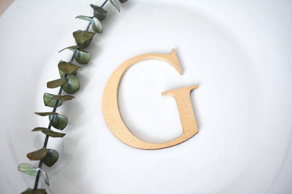 Gold Letter Place setting