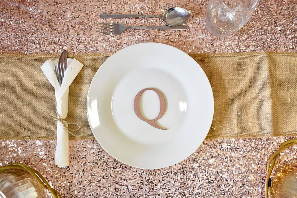 Rose Gold Letter Place setting