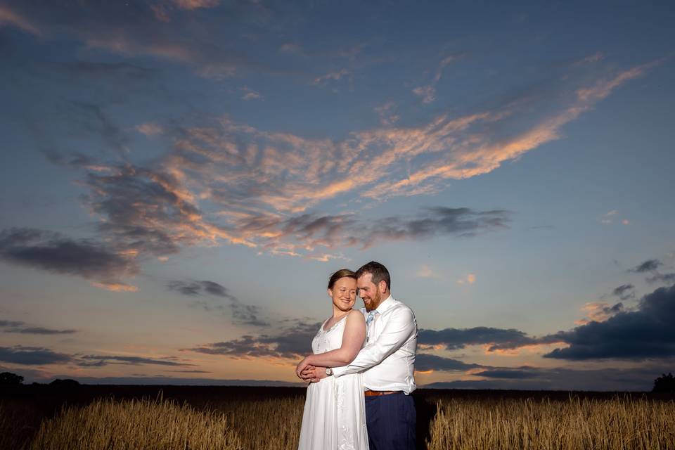 Bride and Groom at sunset