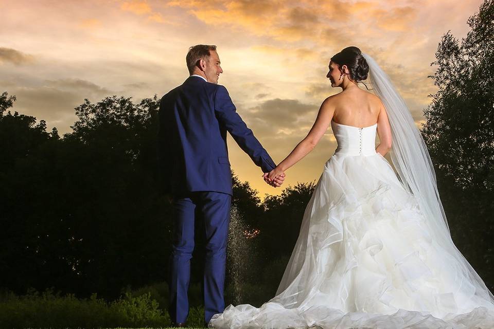 Bride & Groom at Sunset