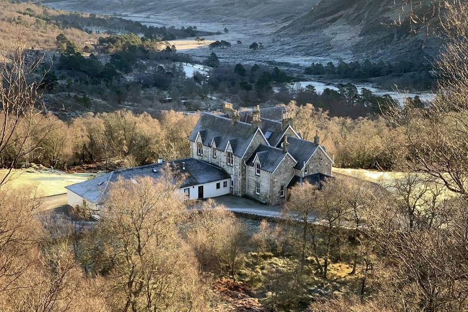 Alladale Lodge in early winter