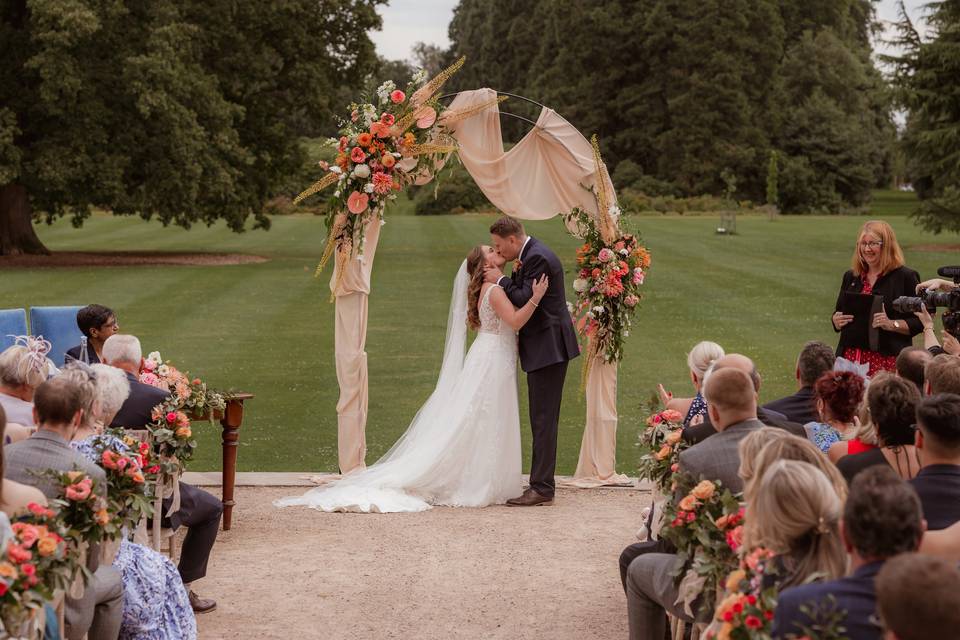 Arch with draped fabric