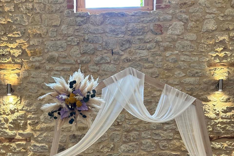 Dried flower arch display