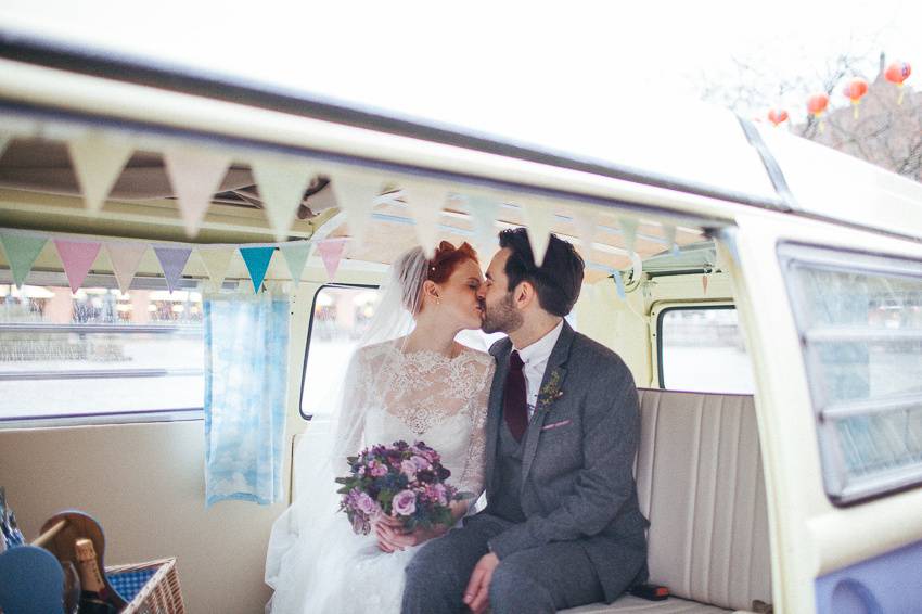 Couple with champagne hamper