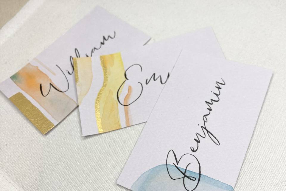 Watercolour name plates