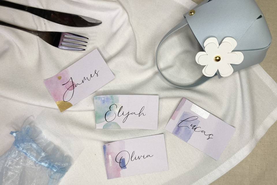 Watercolour name plates