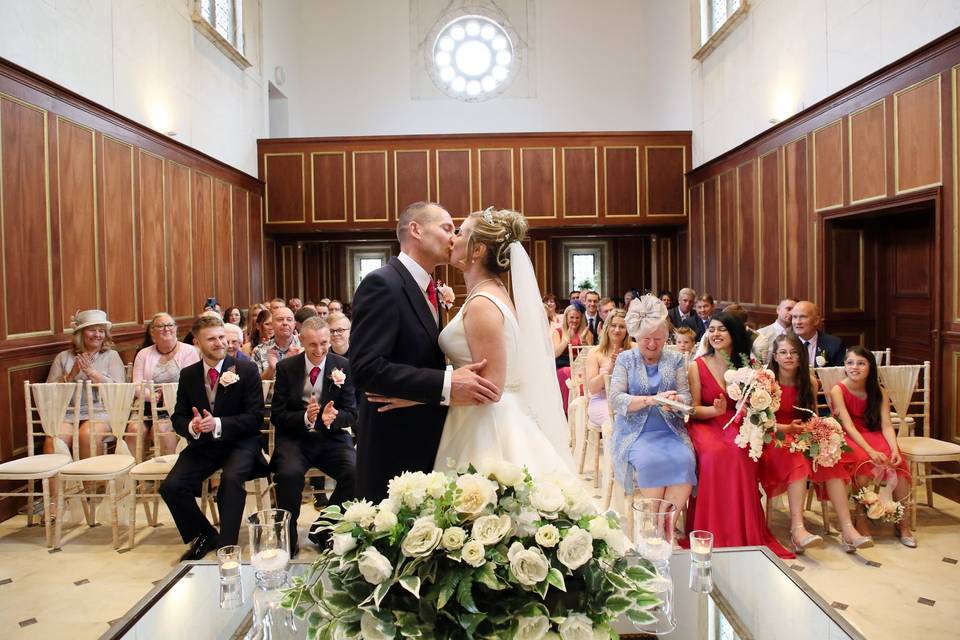Bride and Groom Kiss