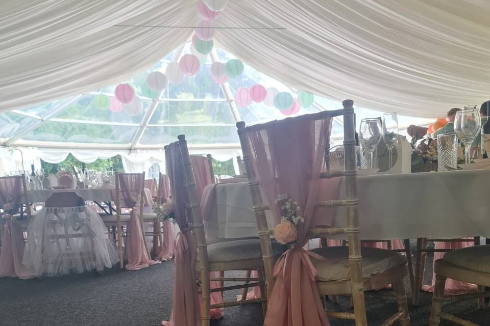 Blush pink chair sashes
