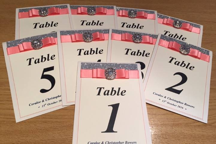 Matching table numbers