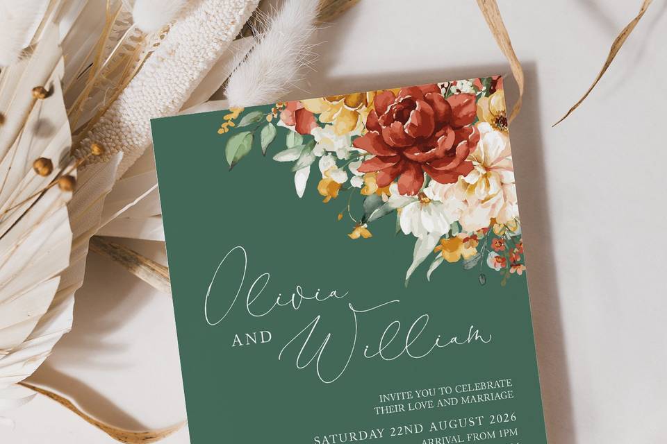 Flat Wedding Invitation
