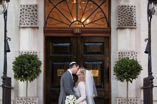 Newlyweds kiss