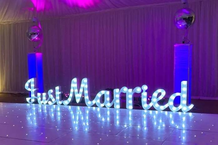 Just Married Light Up Letters