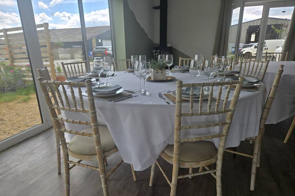 Tables and chairs included