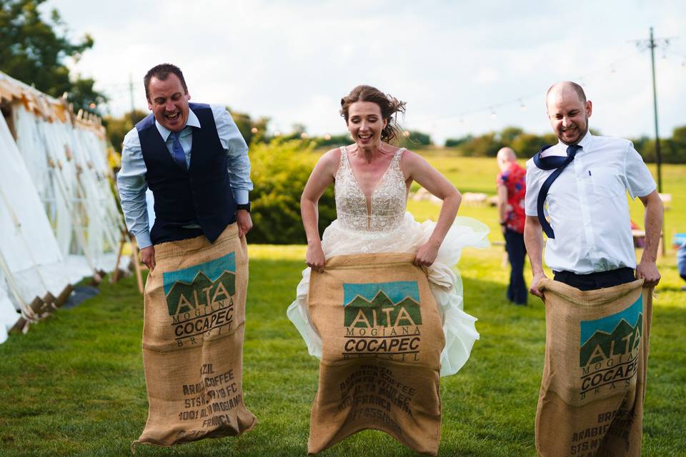 Sack race at a wedding, obvs